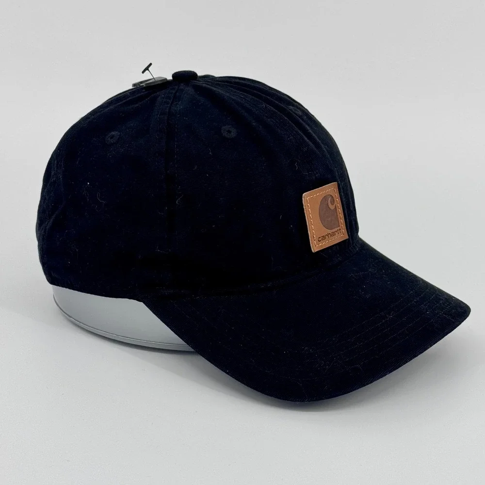 Carhartt Force Cap Black Adjustable Twill Leather Patch Hat‎ OS AH0289
